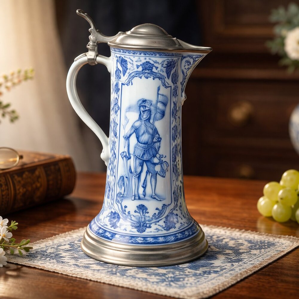 Kaiser Echt Kobalt Blue Porcelain Pitcher 507 West Germany 9.5”